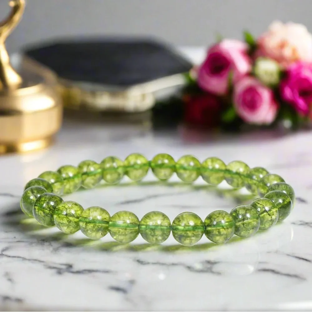 🆕New Peridot Crystal Gemstone Bracelet-8mm
